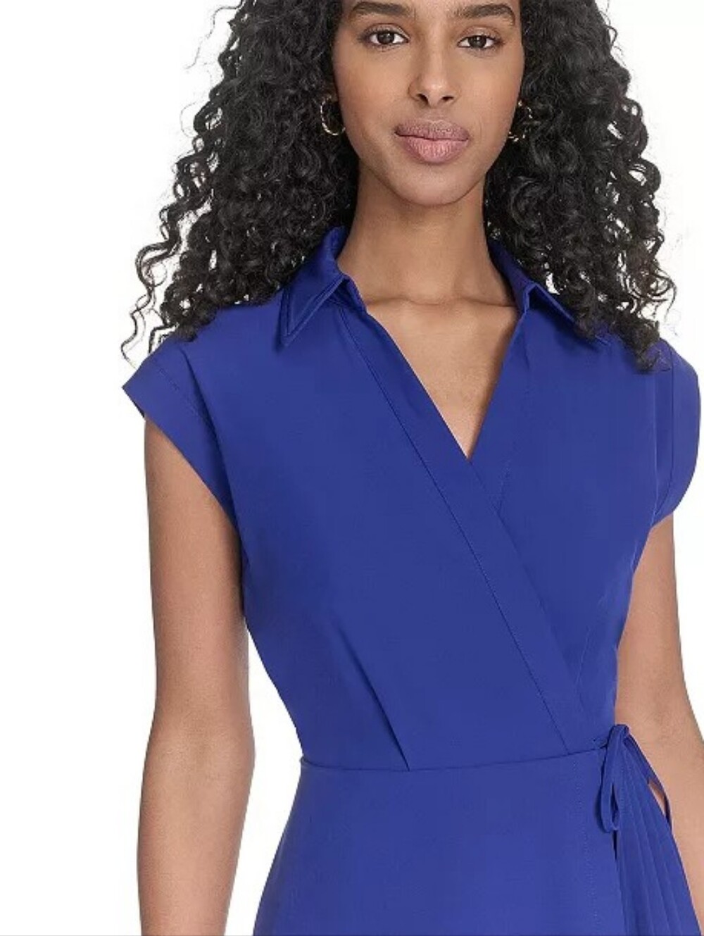 Calvin Klein NWT Royal Blue Faux Wrap A-Line Midi Dress Size 14 - Picture 7 of 8
